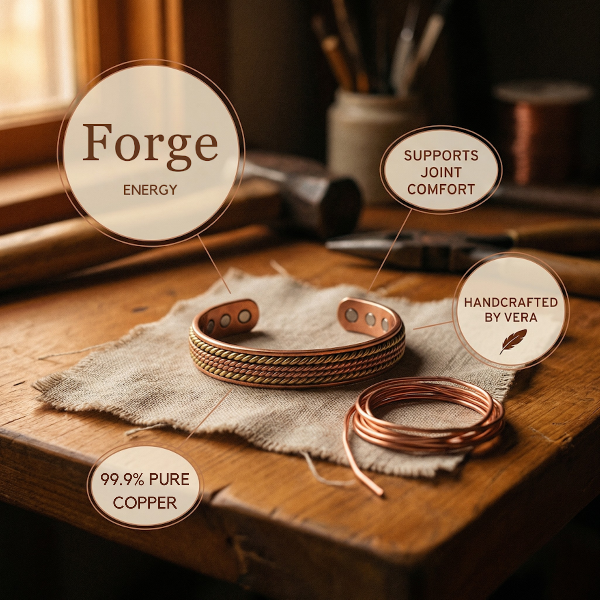 נחושת ונשמה צמיד נחושת Forge של